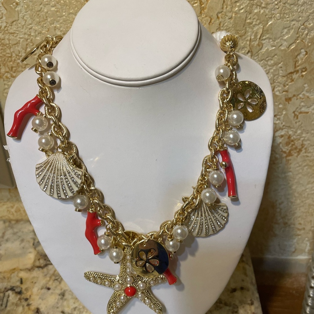 Lilly Pulitzer Gold and Red Charm Necklace